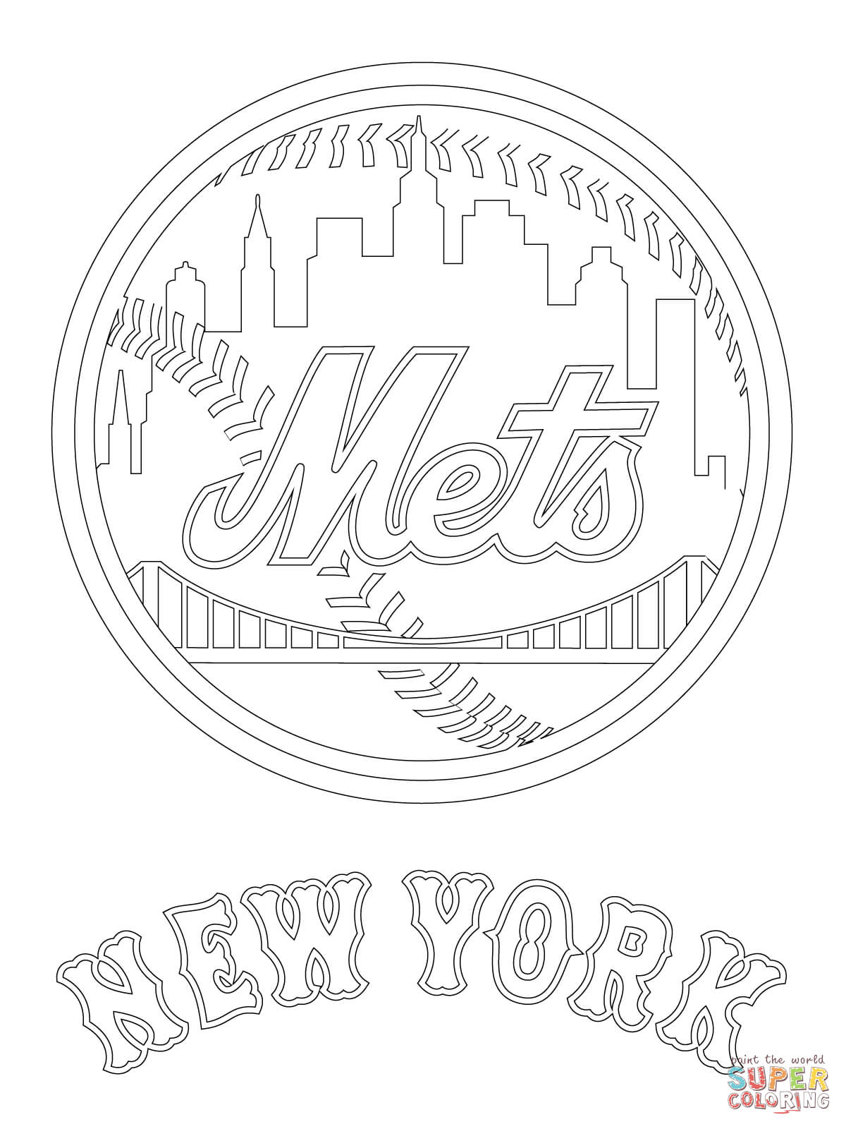 1200x1600 Obsession New York Yankees Coloring Pages Free Mets Logo Page