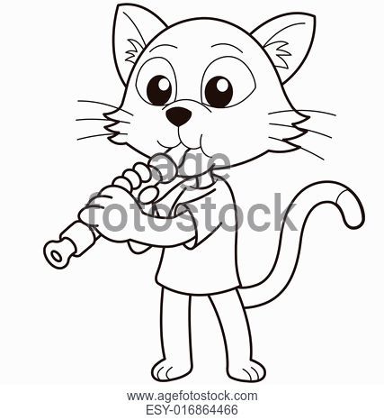 427x466 Cartoon Cat Playing An Oboe, Stock Vector, Vector And Low Budget