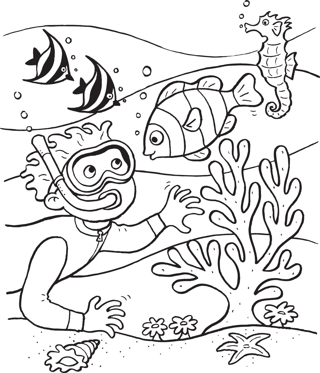 1307x1520 Underwater Coloring Pages