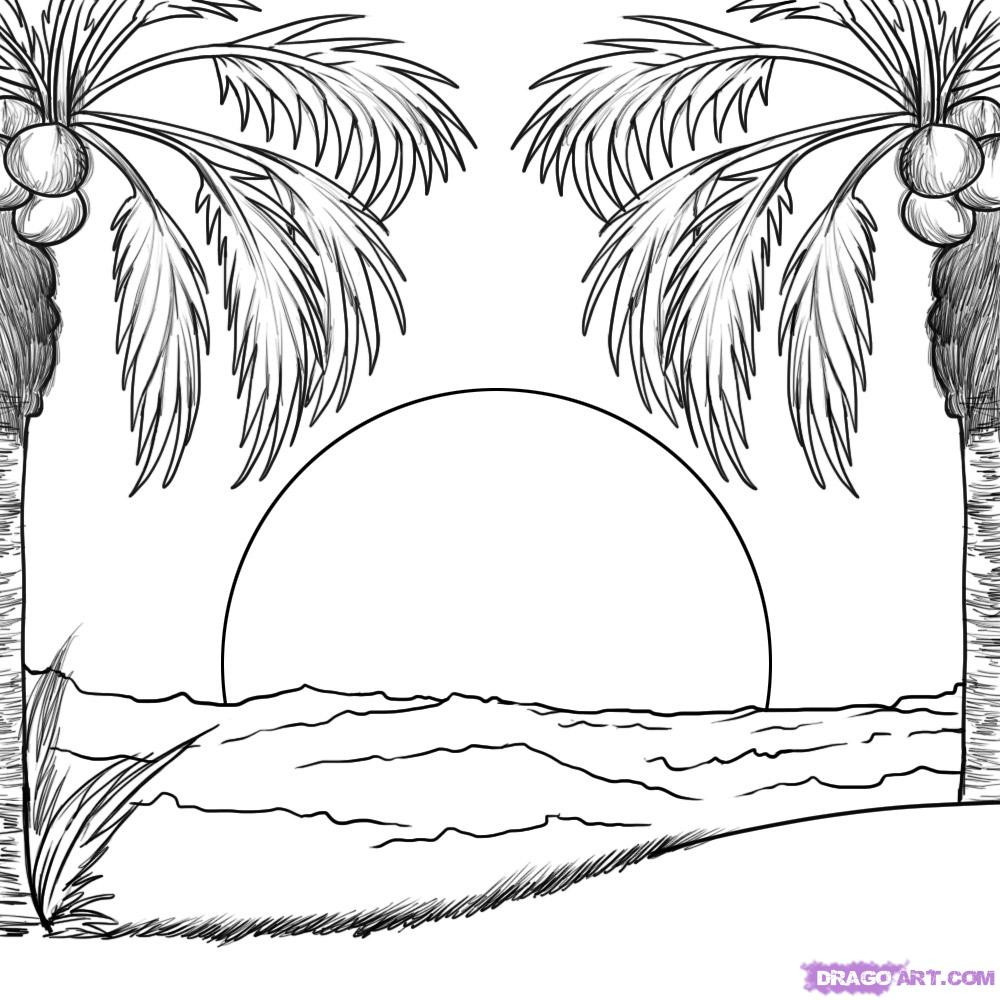 1000x1000 Sunset Coloring Pages