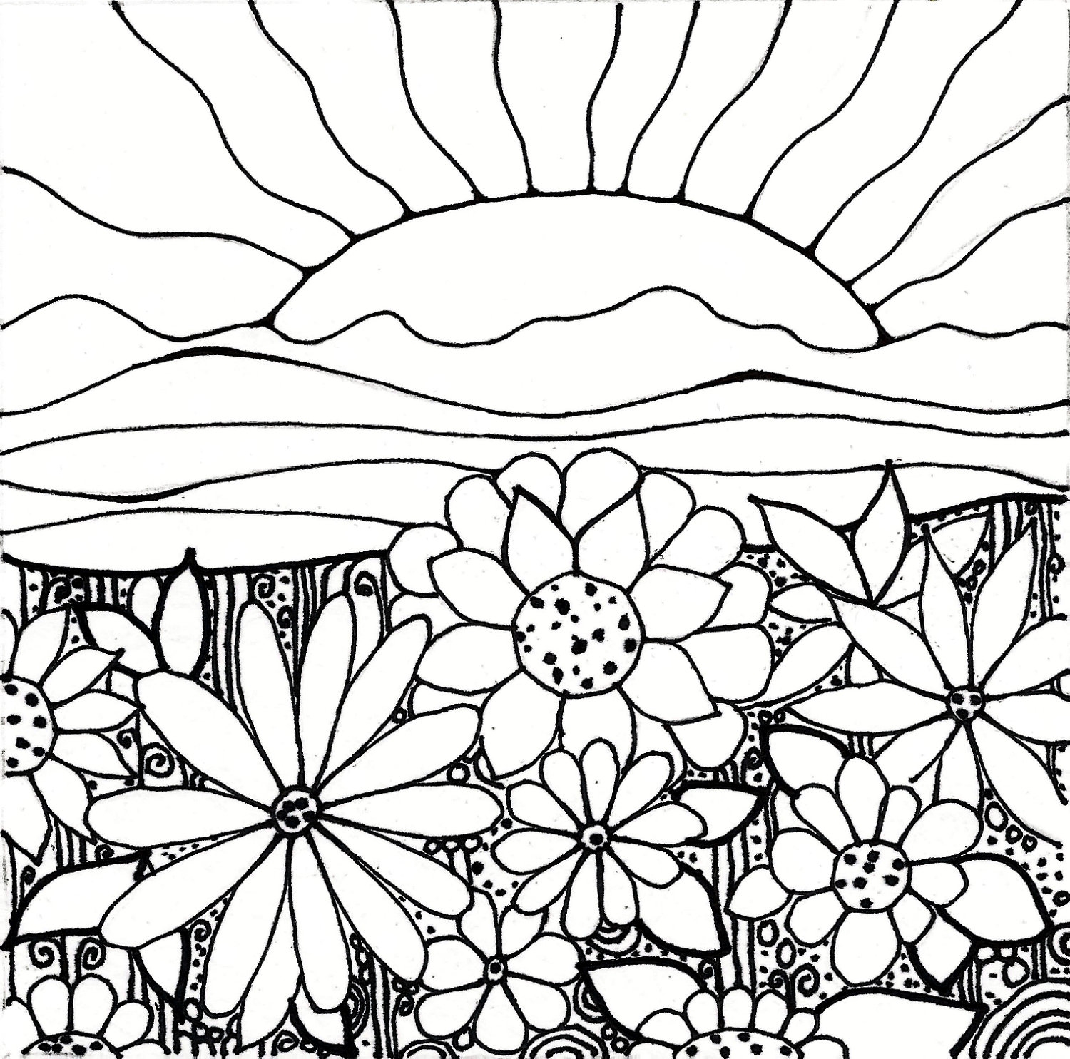 1500x1485 Sunset Coloring Pages 1