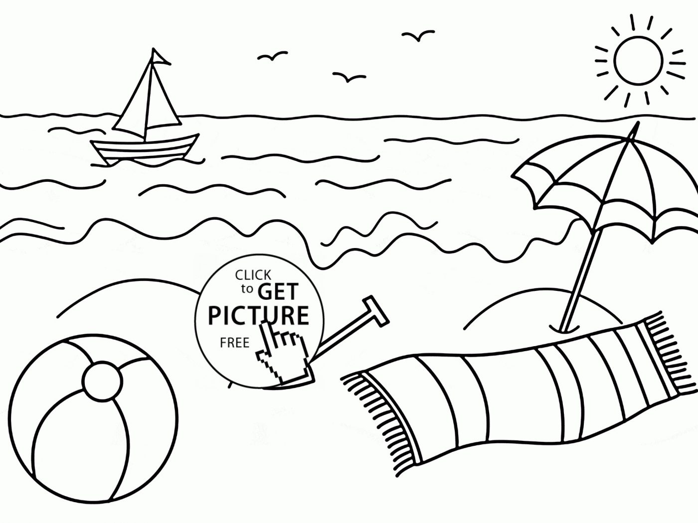 1400x1050 Beach Themed Coloring Sheets Ball Pages Preschool Balls For Kids