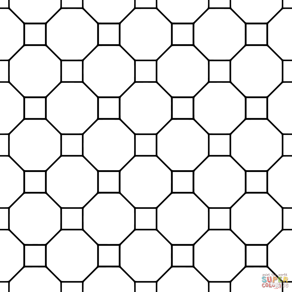1024x1024 Tessellation With Octagon And Square Coloring Page For Kids