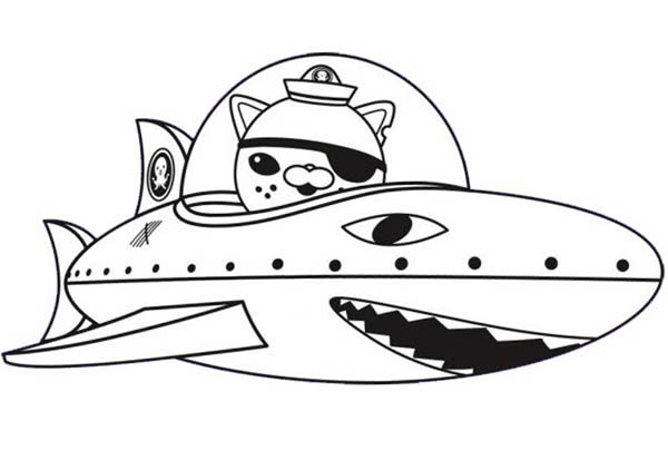 600x404 Kwazii And Shark Submarine In The Octonauts Coloring Page