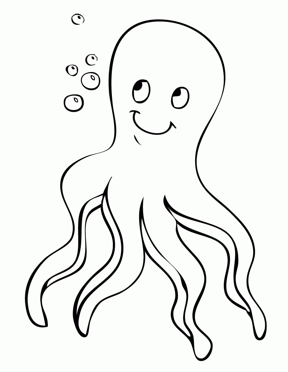 950x1224 Lovely Octopus Coloring Pages In Free Book Printable Animals