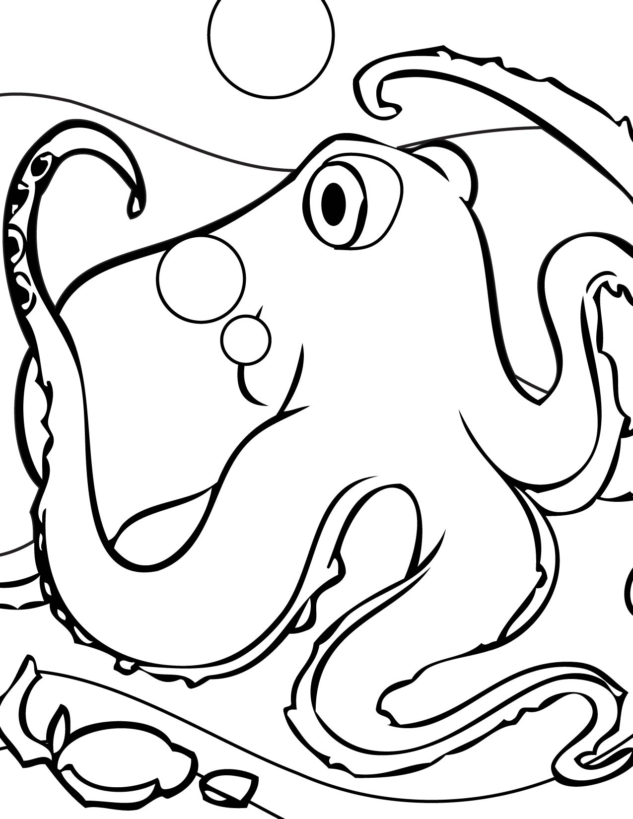1275x1650 Simple Octopus Coloring Pages Printable By Octopus Coloring Page