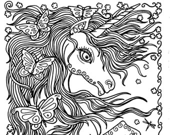 340x270 Mermaid Instant Download Fantasy Coloring Page Adult Coloring