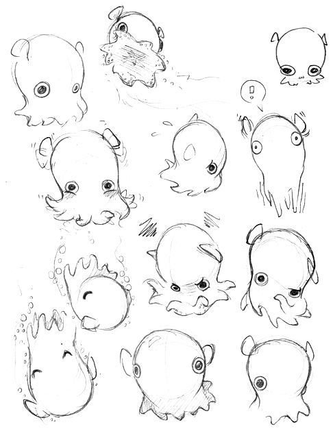 486x626 Octopus Drawing Reference
