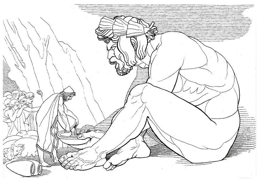 875x620 Coloring Page Oddyseus And Cyclops Polyphemus
