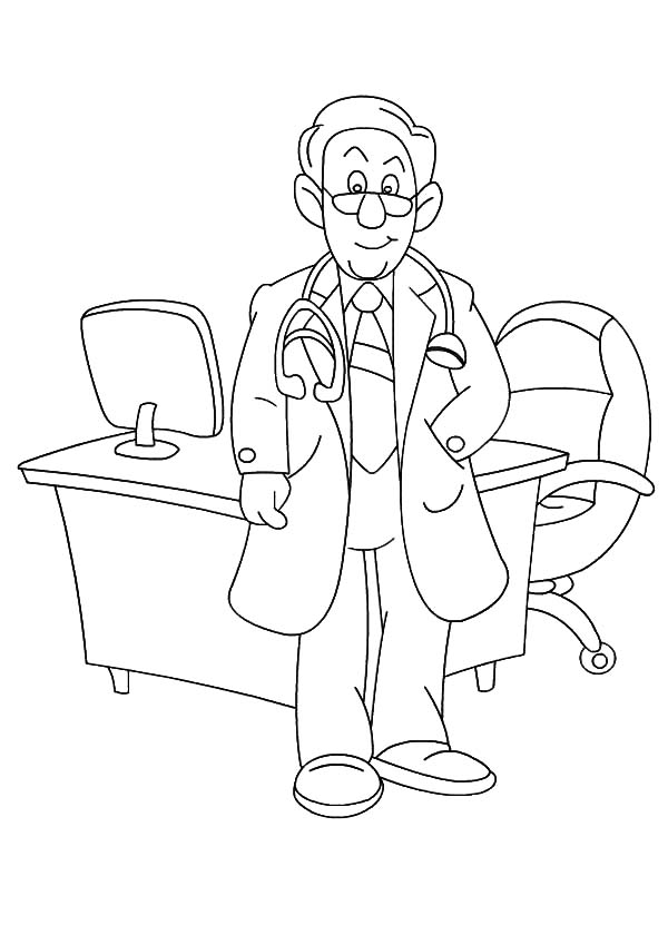 600x849 Doctor In His Office On Jobs Coloring Pages Batch Coloring