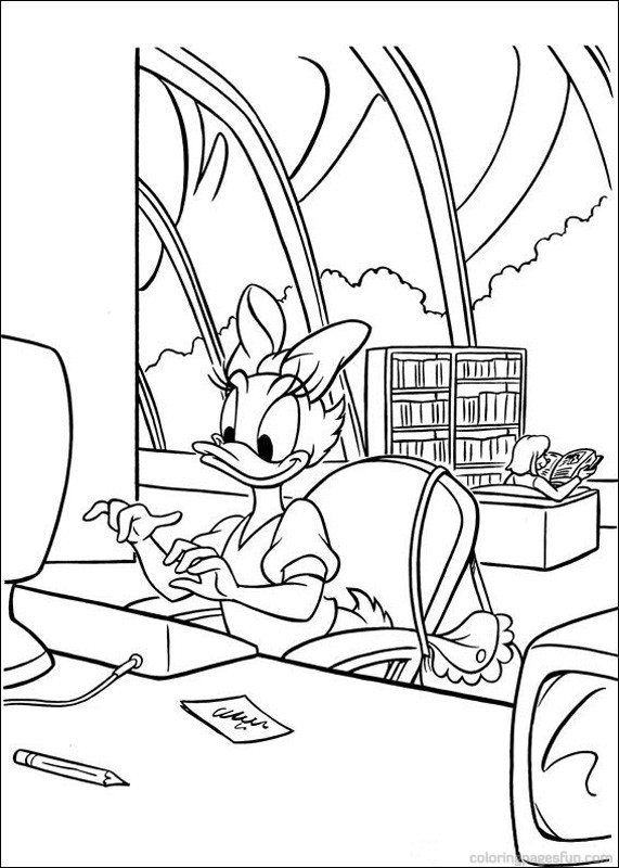 571x800 Daisy Working In Anfice Coloring Page Cartoon Pages