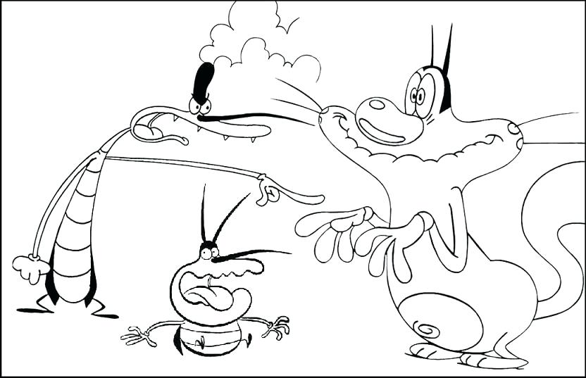 832x537 Oggy Cockroaches Coloring Pages And The Three Page 5 Cockroach