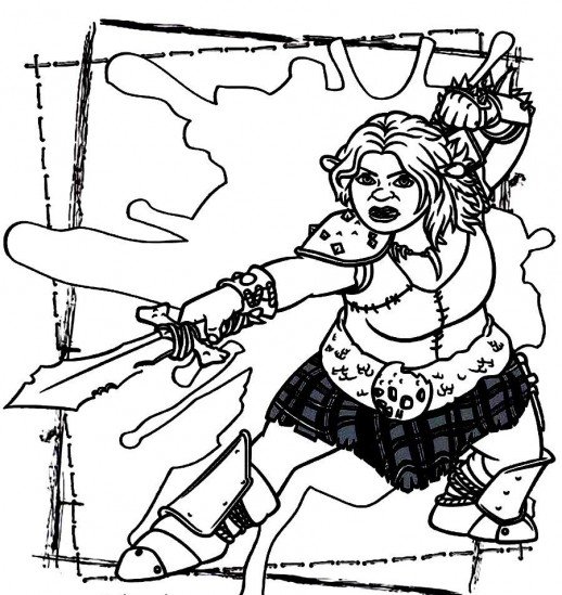518x549 Fiona The Woman Ogre Fighter In Shrek The Third Movie Coloring