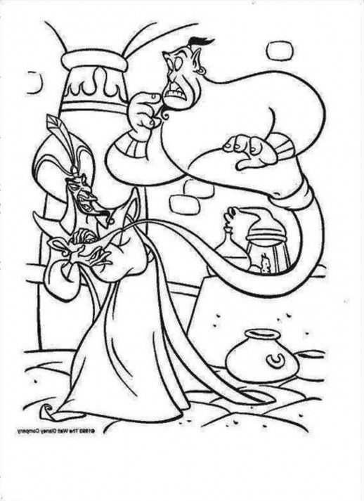 518x713 Jafar Will Make The Genie Come Into The Oil Lamp Coloring Pages