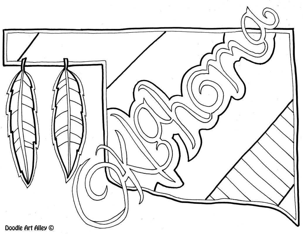 1035x799 Oklahoma Coloring Page By Doodle Art Alley Usa Coloring Pages