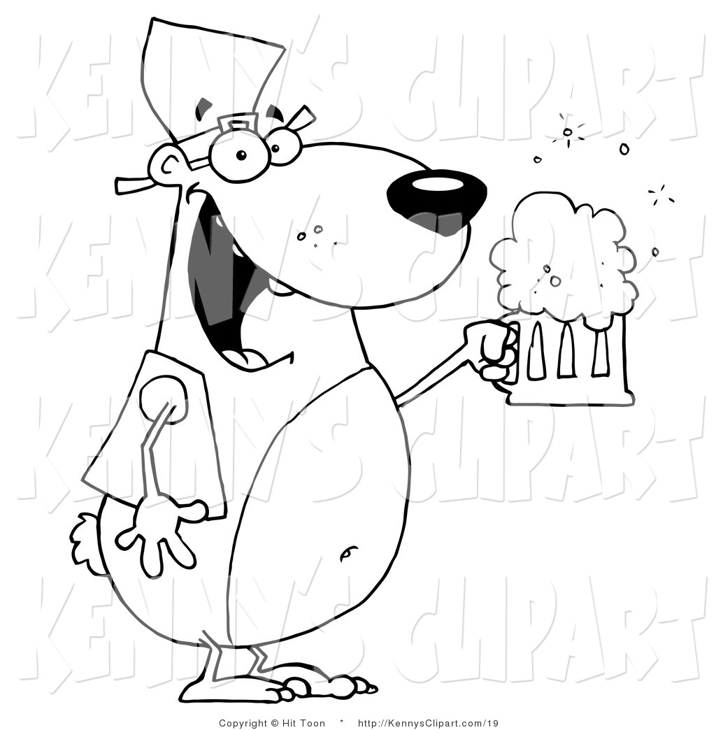 1024x1044 Clip Art Of A Coloring Page Of An Oktoberfest Drinking Bear By Hit