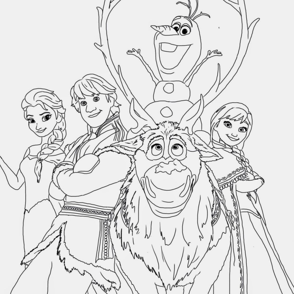 1224x1224 Princess Frozen Colorings Simple Olaf Anna Colouring Coloring