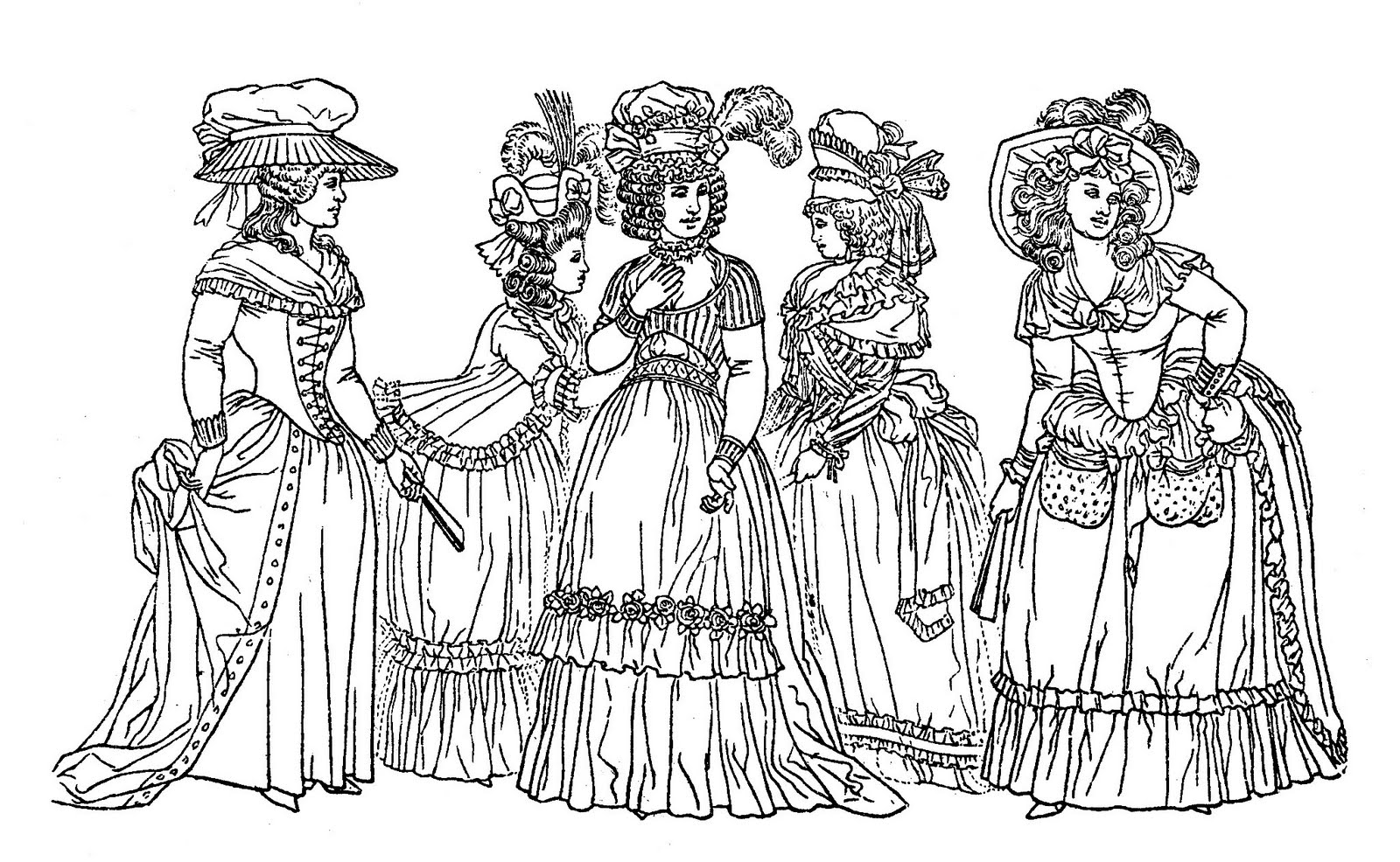 1600x986 Historical Fashion Coloring Pages Download And Print For Free