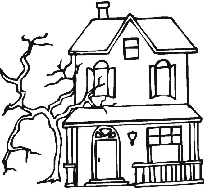 660x606 Free Printable Haunted House Coloring Pages For Kids