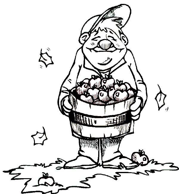 600x650 An Old Man Holding Apple Basket Coloring Pages Best Place To Color