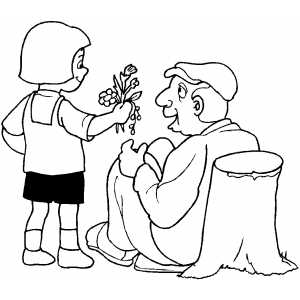 300x300 Girl Giving Flowers To Old Man Coloring Sheet