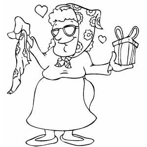 300x300 Woman With Gifts Coloring Page