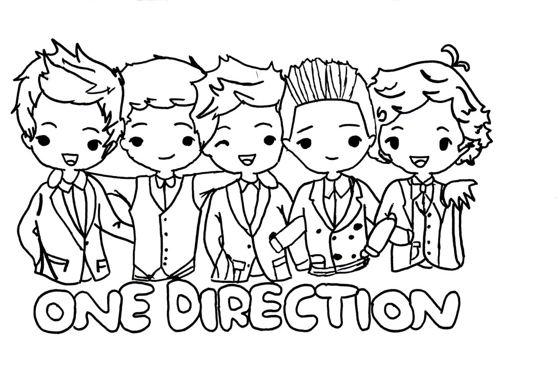 1096x728 One Direction Cartoon (Uncoloured) By Strangemindedgirl