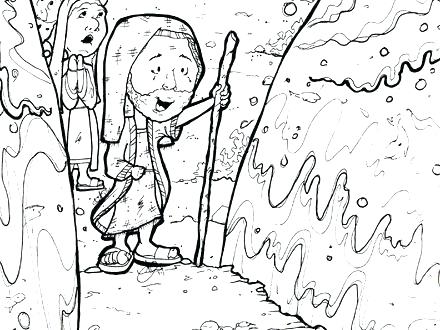440x330 Bible Coloring Pages Crossing Red Sea Parting The Page Walking