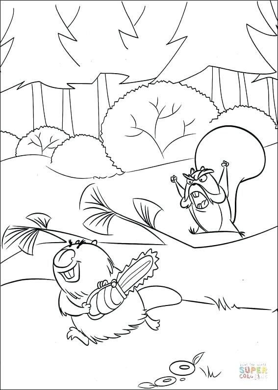 567x794 Open Season Coloring Pages Click The The Beaver With A Chainsaw