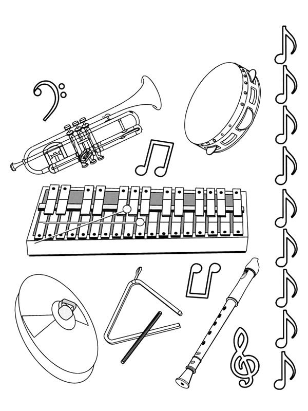 600x800 Coloring Page Musical Instruments