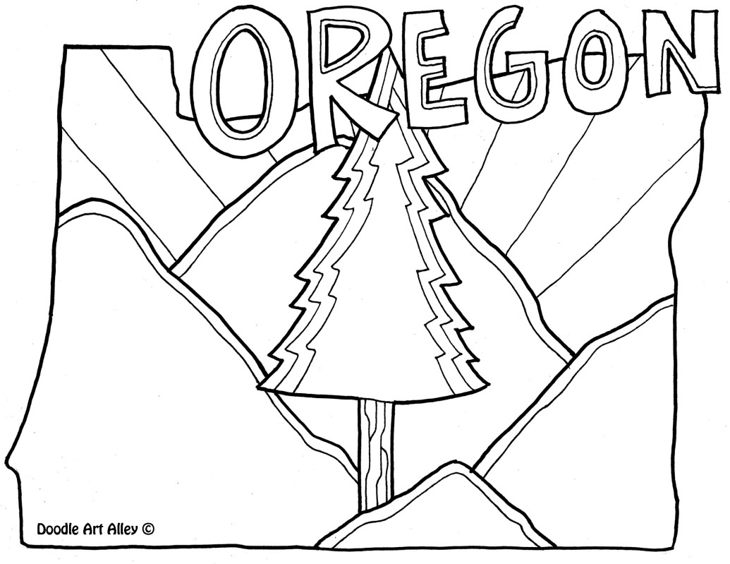 1035x799 Oregon Coloring Page By Doodle Art Alley Usa Coloring Pages