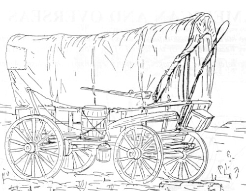 500x389 Covered Wagon Coloring Page Oregon Trail Wagon Drawing