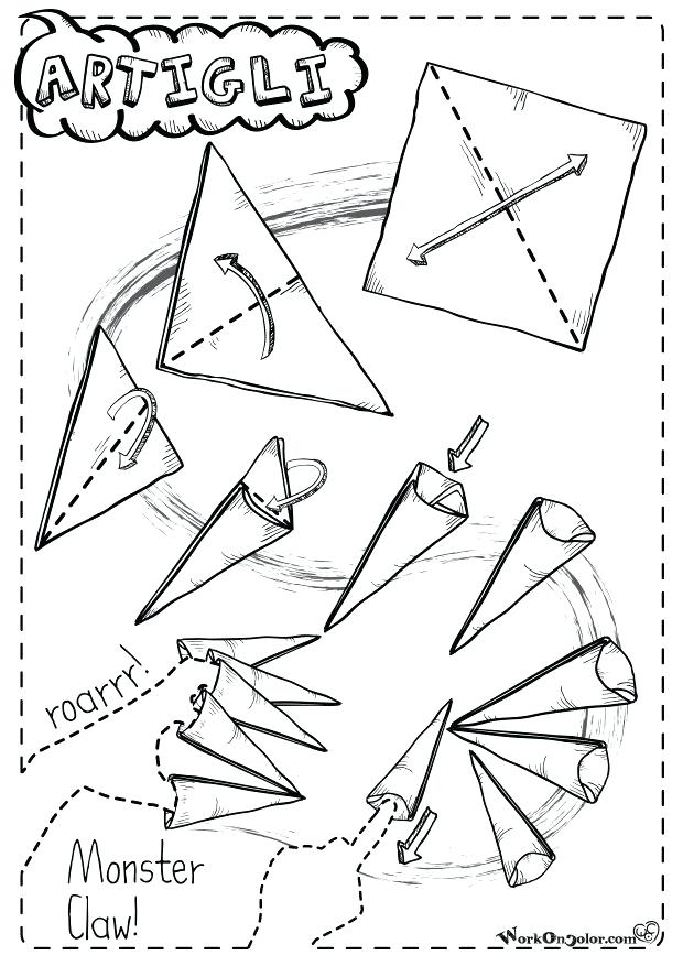 620x877 Origami Finger Claws How To Make Origami Fingers Images Coloring