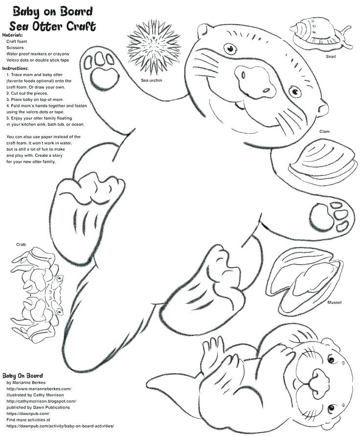 736x892 Sea Otter Coloring Pages Sea Otter Black And White 3 Baby Sea
