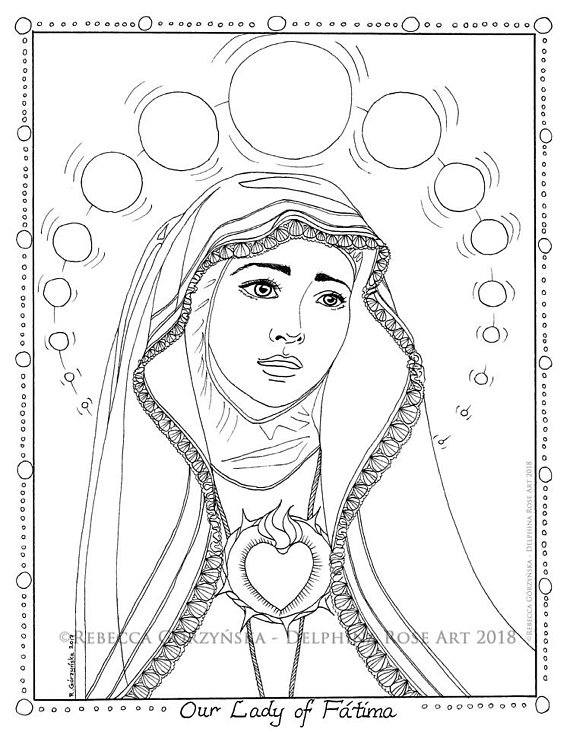 570x738 Our Lady Of Fatima Coloring Page Mary Queen Of Heaven Marian