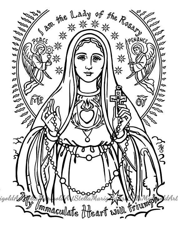 570x737 Our Lady Of Fatima Coloring Page