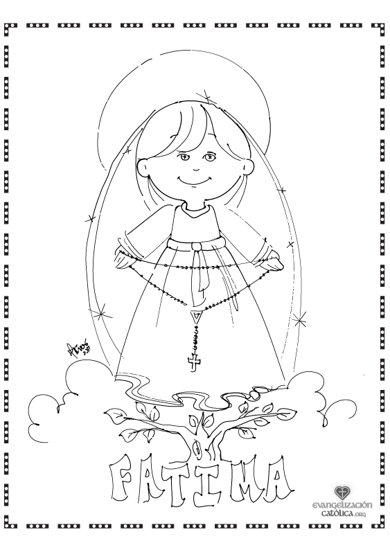 563x794 Cute Coloring Page For Our Lady Of The Rosary. Perfect For October