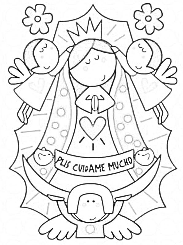 596x800 Modern Virgin Of Guadalupe Coloring Pages Virgencita Our Lady