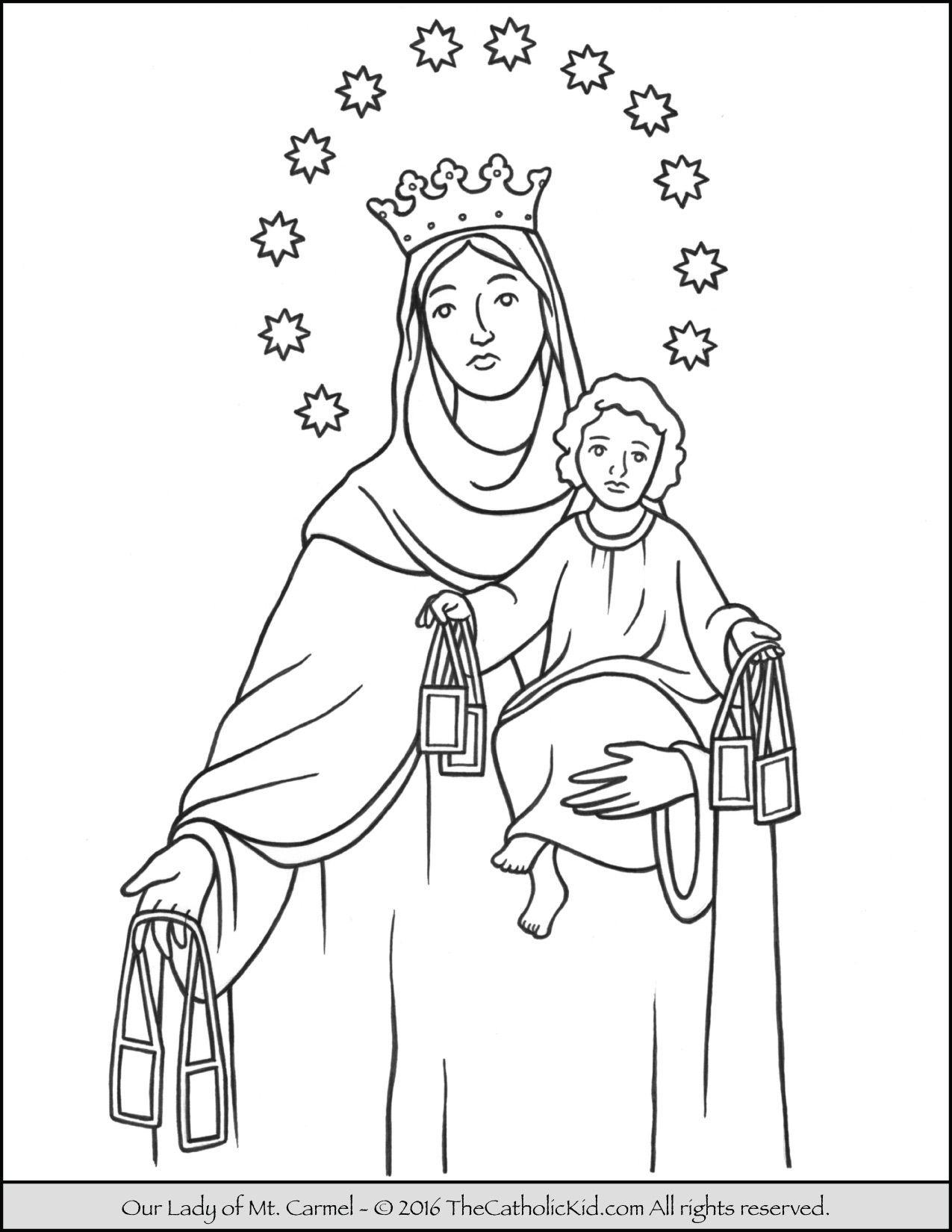 1275x1650 Astonishing Our Lady Of Mt Carmel Coloring Page Thecatholickid