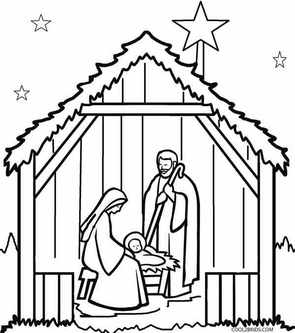 600x677 Printable Nativity Scene Coloring Pages For Kids Cool2bkids