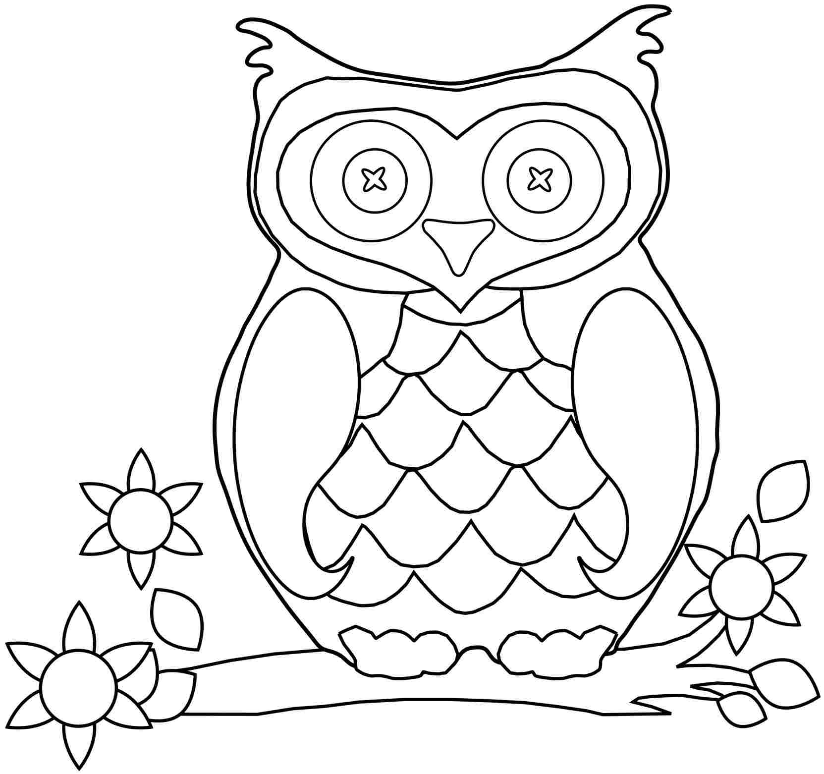 1663x1562 Simple Picture Of An Owl To Color Printable Co