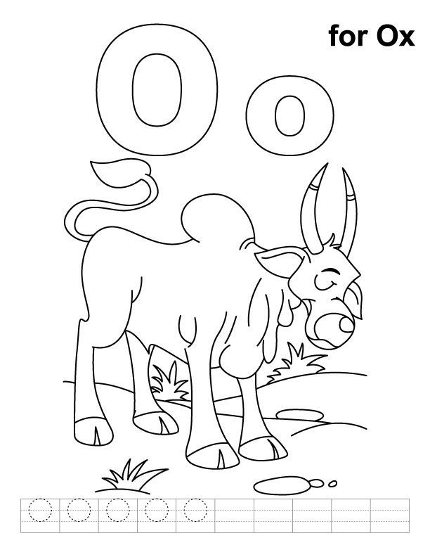 612x792 O For Ox Coloring Page With Handwriting Practice Download Free O