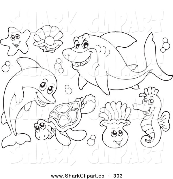 600x620 Coloring Pages Sea Animals Printable