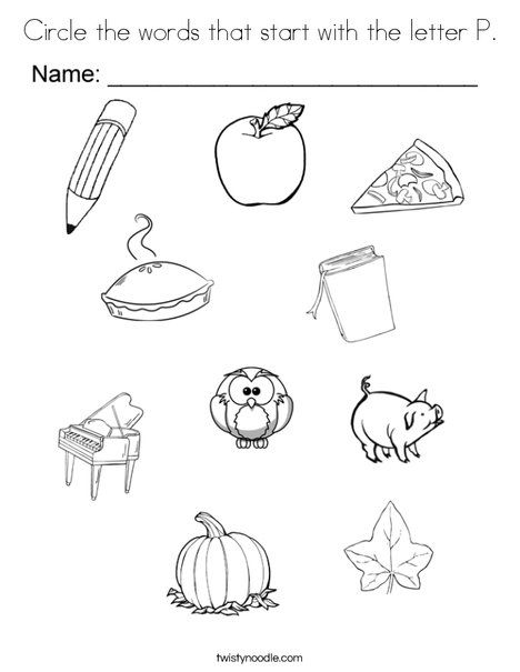 468x605 Circle The Words That Start With The Letter P Coloring Page