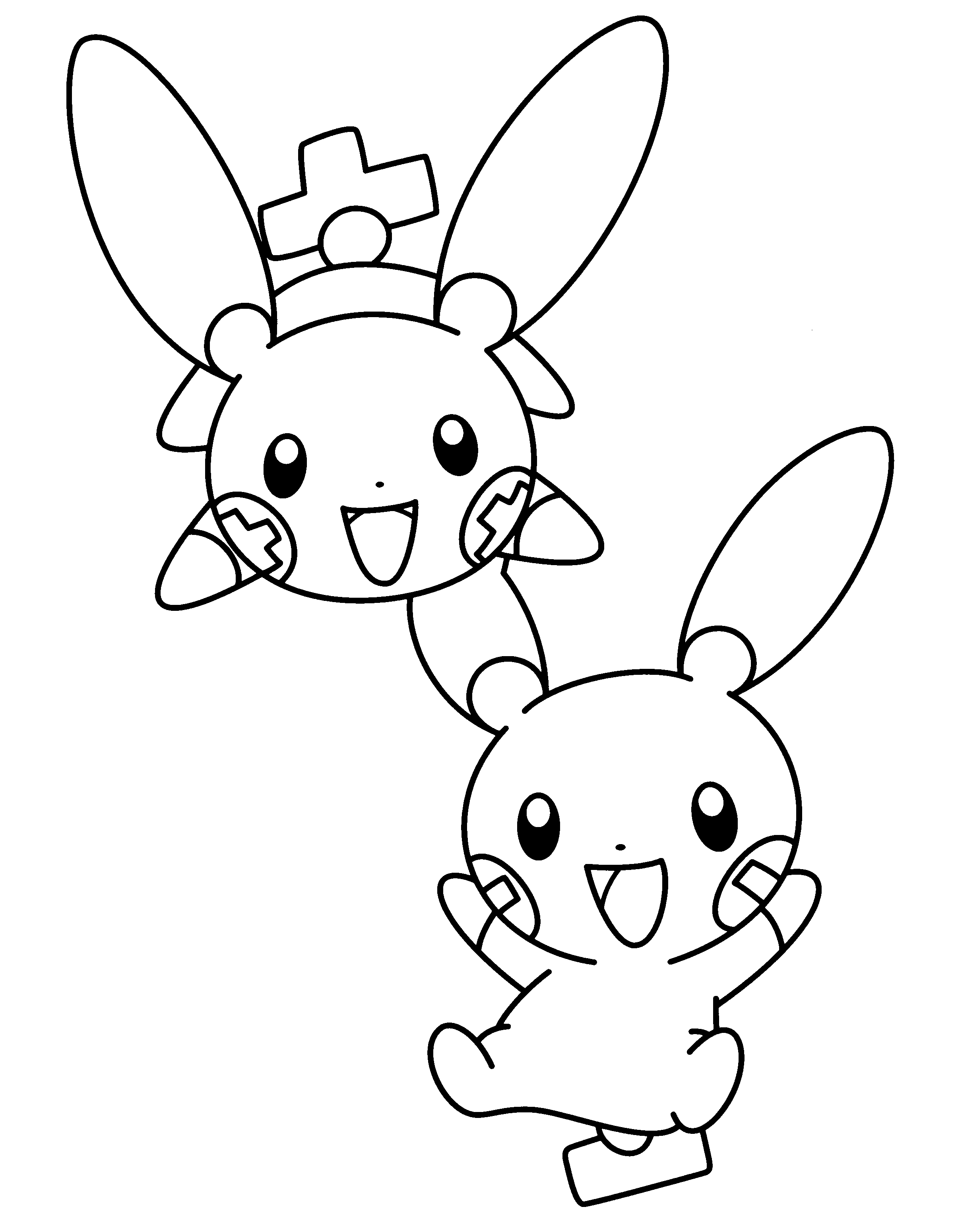 2400x3100 Plusle And Minun Coloring Pages To Print Free Coloring Sheets