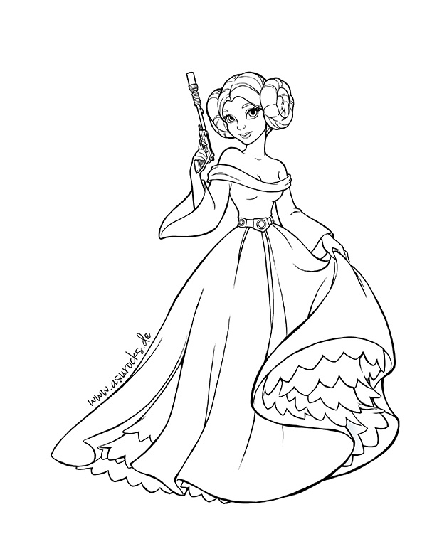 600x751 Princess Leia Clipart Coloring Page