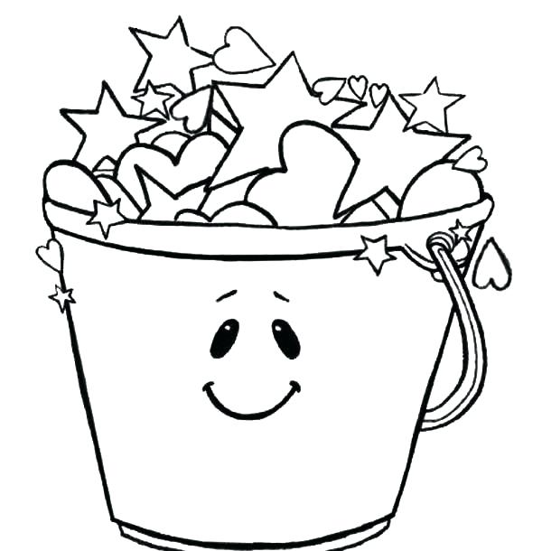 600x610 Sand Bucket And Shovel Coloring Page Smiling Bucket Full Of Stars