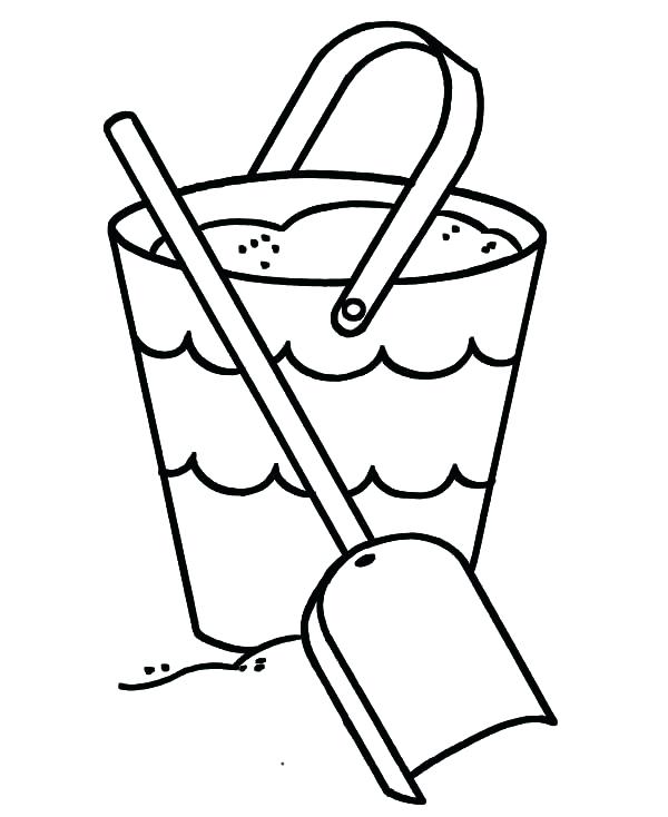 600x734 Beach Bucket And Shovel Coloring Page Sand Pages Ball With Pail
