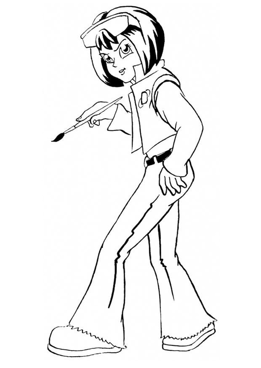 531x750 Coloring Page Girl With Paint Brush