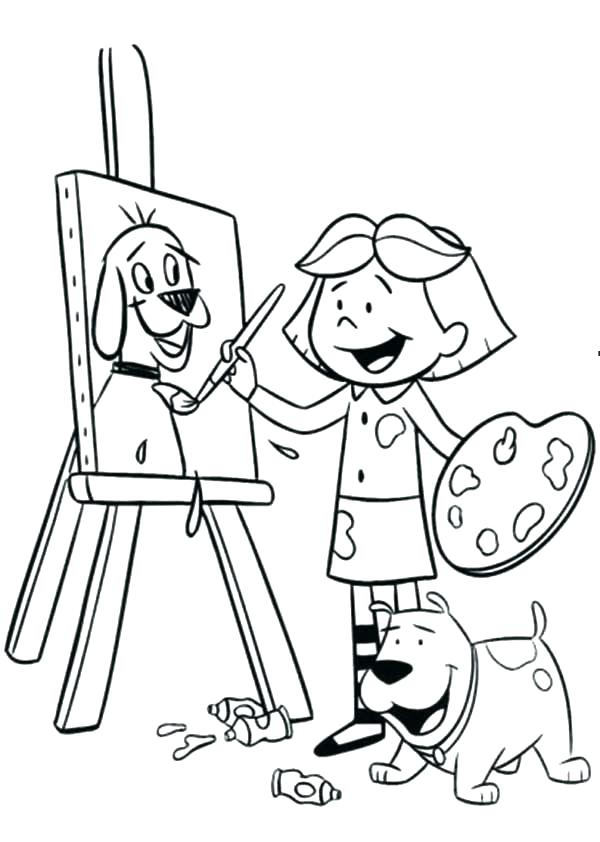 600x842 Paint Coloring Pages Little Girl Regarding Designs 9